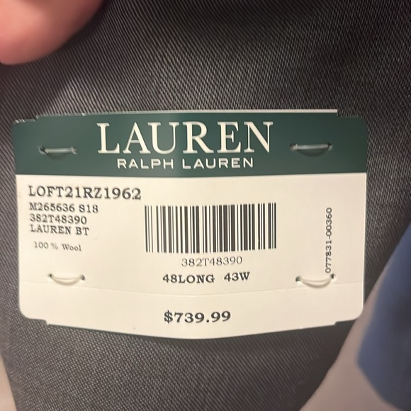 Ralph Lauren 100% Wool suit (Jacket 48L, Pants 43x33 (length is easily altered) - Picture 3 of 5